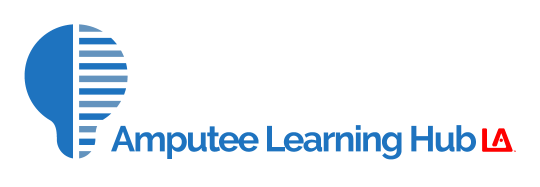A lightbulb icon with the words Amputee Learning Hub to the right followed by the Limbless Association logo.