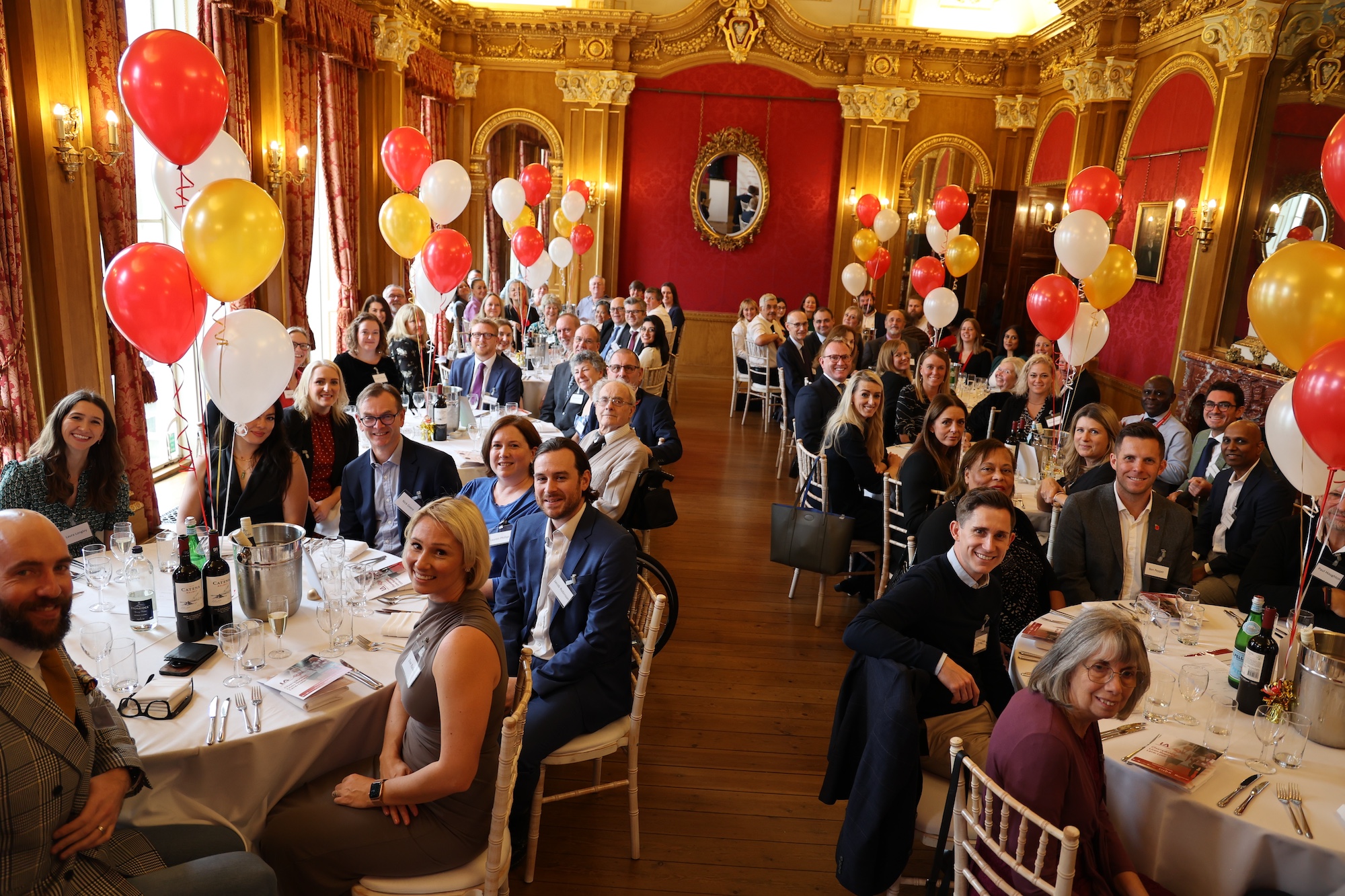 A group shot of everyone who attended the LA's 40th celebration event in Hylands House in November 2023