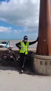 The finish line at the Trans Pennine post on Hornsea sea front